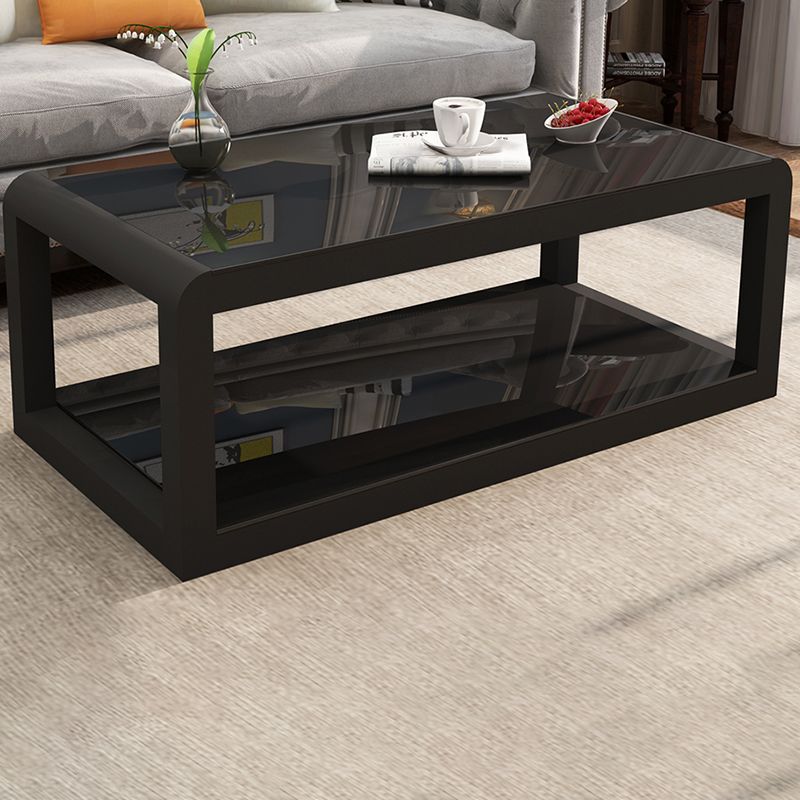 Moderner Stil runder temperierter Glas Top Metal Rahmen Basis Couchtisch