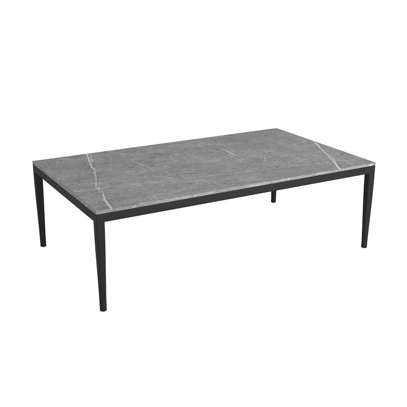 Glam Style White/black/grey Rock Slate Top Metal Base Coffee Table