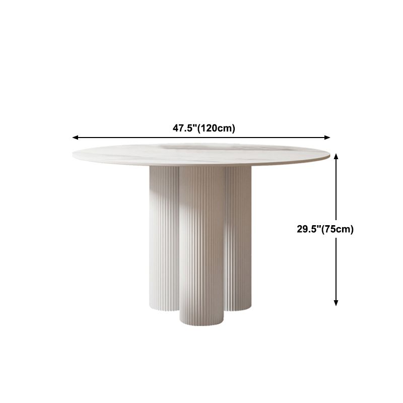Round Standard Height Dining Table Modern Stone and Metal White Dinette Table Clearhalo 'Dining Tables & Seating' 'Dining Tables' 'dining_table' 'furn' 'furn_dining_table' 'Furniture' 'furniture_dining_table' 'Kitchen & Dining Furniture' 1200x1200_c6a43c6c-da76-4191-a68e-0c34db9fe95b