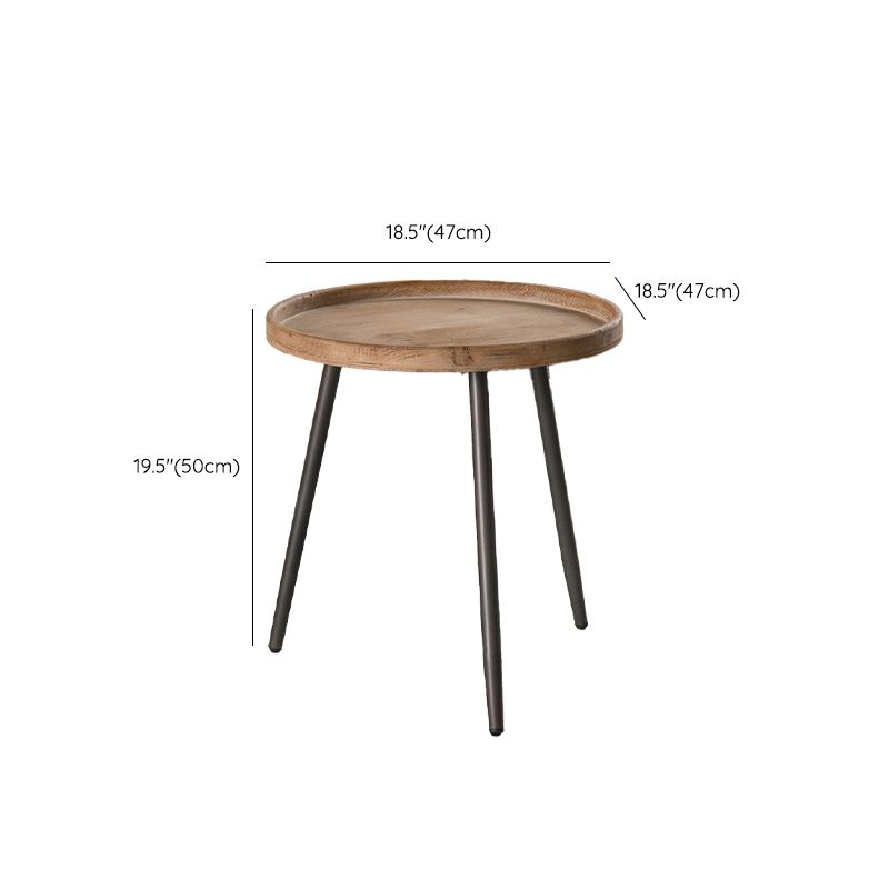 Tavolo laterale accento a forma di tamburo in legno e in metallo tavolo d'angolo in stile rustico