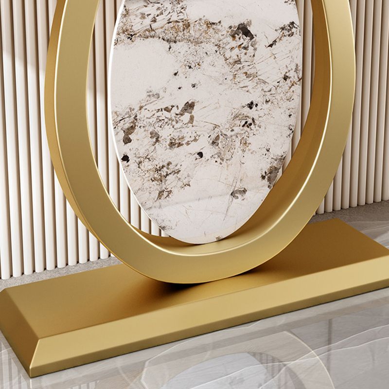 Stone Half Moon Accent Table 1-shelf 31.5" Tall Console Table for Hall Clearhalo 'Console Tables' 'console_tables' 'Entry & Mudroom Furniture' 'furn' 'furn_console_tables' 'Furniture' 1200x1200_c6a60d68-1b39-4d04-b013-77ca7bea21b0