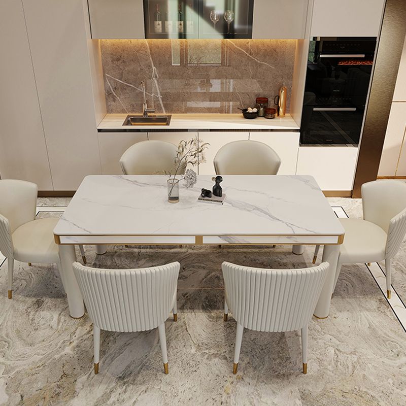 Luxury Sintered Stone Dining Table 4 Legs Base Scratch Resistant Rectangle Table for Home Clearhalo ' dining_table' 'Dining Tables & Seating' 'Dining Tables' 'furn' 'furn_dining_table' 'Furniture' 'furniture_dining_table' 'Kitchen & Dining Furniture' 'kitchen&dining_furn' 'kitchen' 'kitchen_dining_table' 1200x1200_c6a7e9d2-9e3c-49ff-a20d-787fb28058e5