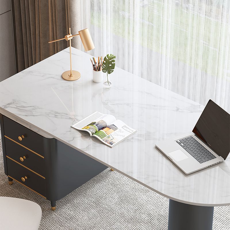 Glam voetstuk Writing Desk White 3 Lads Office Desk met metalen benen