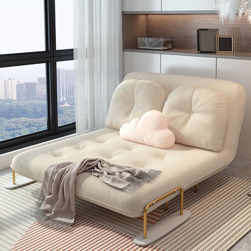 Glam White Futon and Mattress Square Arms Folding Futon Frame Clearhalo 'furn' 'furn_futons' 'Furniture' 'Futons & Daybeds' 'Futons' 'Living Room Furniture' 1200x1200_c6a8b9cf-cbf0-417d-bd4d-adc9a39caef8