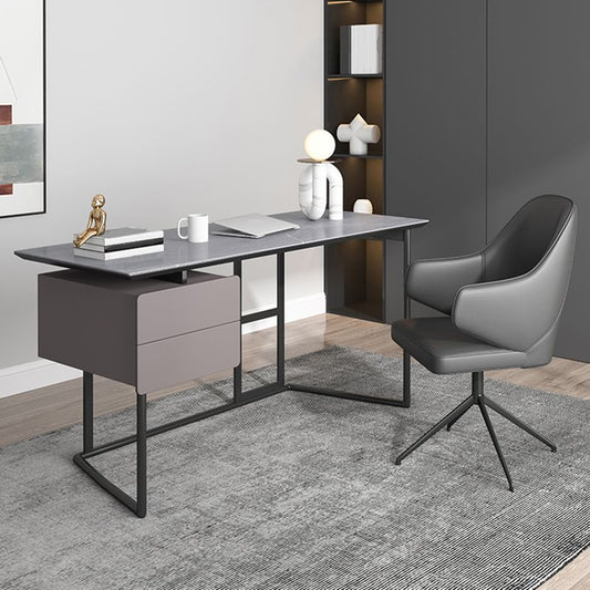 石の長方形のライティングデスク2ドロワー23.62 "高さのオフィスデスク