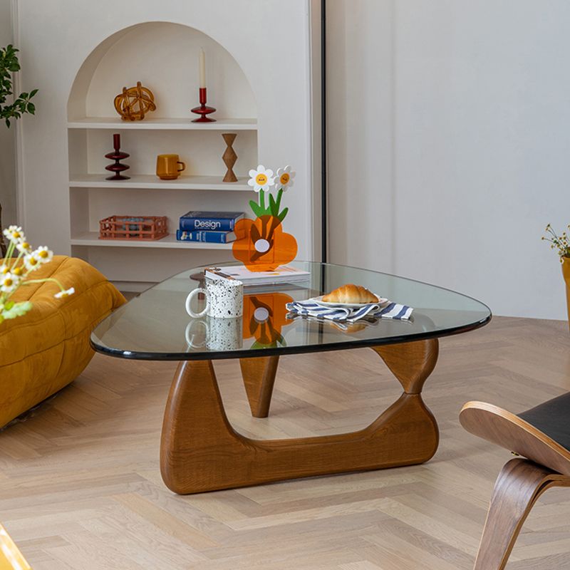 Abstract 1 Single Coffee Table Modern Cocktail Table with Wood Pedestal Clearhalo 'Coffee & Accent Tables' 'Coffee Tables' 'coffee_tables' 'Furniture' 'furniture_coffee_tables' 'Living Room Furniture' 1200x1200_c6ab9be3-e04b-43c7-8887-578cce34a423