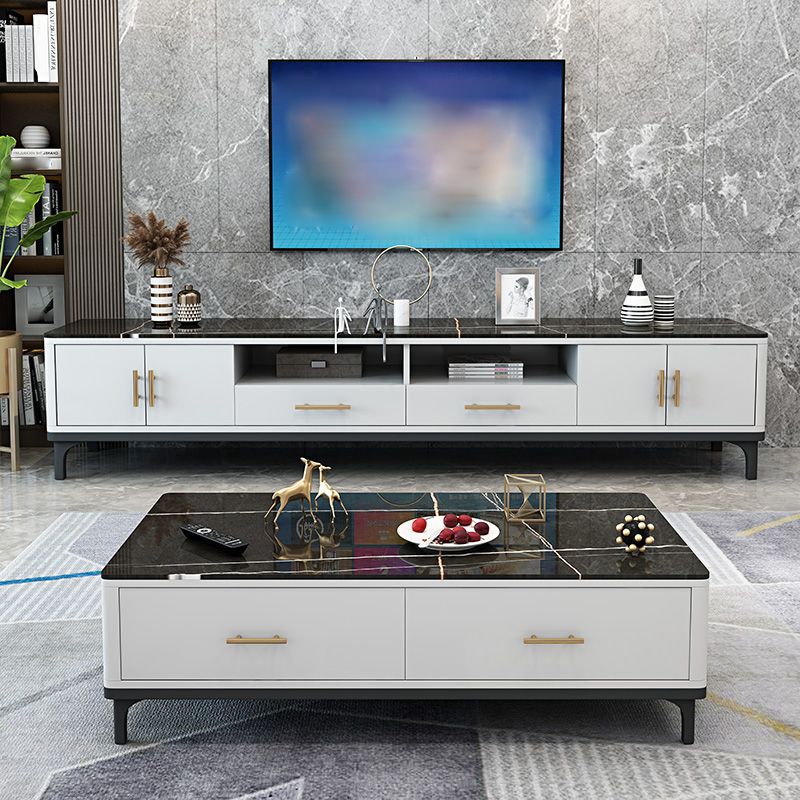2 Drawers Contemporary TV Stand Stone Counter Top TV Cabinet with 4 Doors Clearhalo 'furn' 'furn_tv_stands_entertainment_centers' 'Furniture' 'Living Room Furniture' 'TV Stands & Entertainment Centers' 'TV Stands & Media Storage Furniture' 'tv_stands_entertainment_centers' 1200x1200_c6ac7a69-3cbc-40ff-b87f-0d06feb3a29a