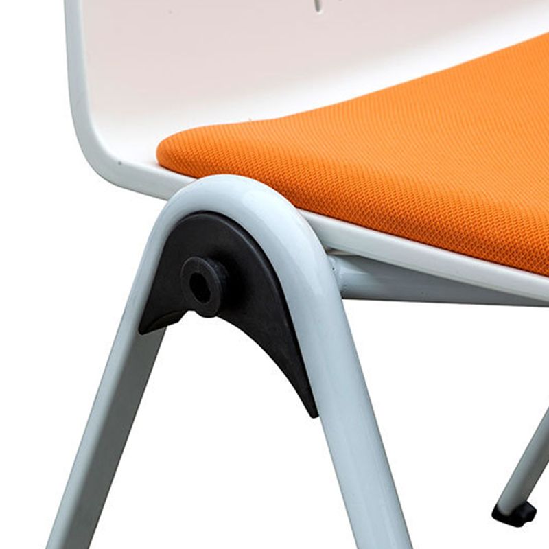 緑/オレンジの現代的なオフィスチェアミッドバックアームレス布張り椅子
