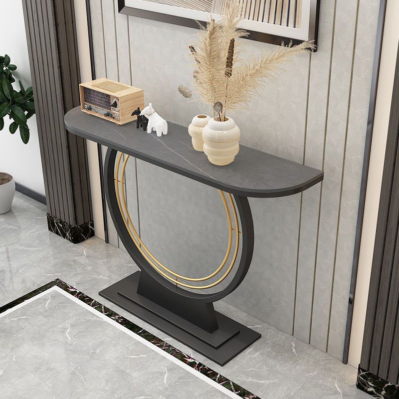31.5" Tall Hall Console Table Stone Rectangle Accent Table with Abstract Base Clearhalo 'Console Tables' 'console_tables' 'Entry & Mudroom Furniture' 'furn' 'furn_console_tables' 'Furniture' 1200x1200_c6ad6a64-55fe-4957-8c14-cb7b33a31257
