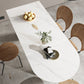Free Form Stone Top Dining Table Solid Wood Base Dining Table for Kitchen