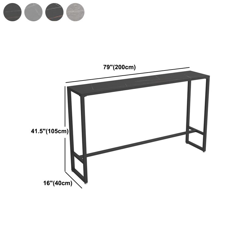 Rectangle Sintered Stone Bar Table Black and Metal Base Bar Table Clearhalo 'Bar Furniture' 'Bar Tables' 'bar_tables' 'furn' 'furn_bar_tables' 'Furniture' 'Kitchen & Dining Furniture' 1200x1200_c6aeb319-4858-4d96-b1dc-05afa0f22186