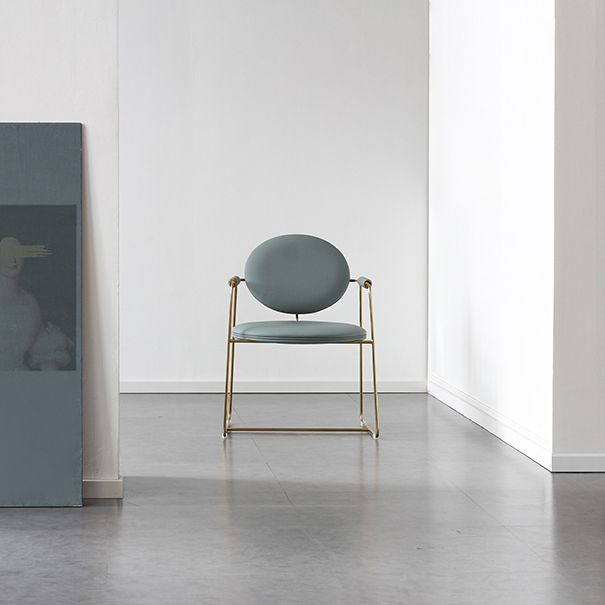 Ovaal eetstoel stoel faux leer en metalen eetkamerstoel