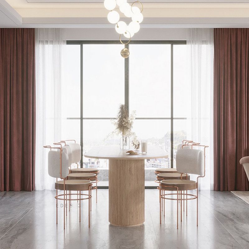 Round Wood Color Dining Table Pine Solid Wood Table Modern with Double Pedestal Clearhalo ' dining_table' 'Dining Tables & Seating' 'Dining Tables' 'furn' 'furn_dining_table' 'Furniture' 'furniture_dining_table' 'Kitchen & Dining Furniture' 'kitchen&dining_furn' 'kitchen' 'kitchen_dining_table' 1200x1200_c6b2cdf1-7c87-4ad7-be02-7b67af154d91