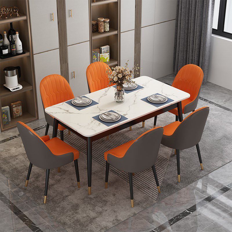 Glam Standard Rectangle Dining Table Sintered Stone Kitchen Dining Table with 4 Legs Base Clearhalo ' dining_table' 'Dining Tables & Seating' 'Dining Tables' 'furn' 'furn_dining_table' 'Furniture' 'furniture_dining_table' 'Kitchen & Dining Furniture' 'kitchen&dining_furn' 'kitchen' 'kitchen_dining_table' 1200x1200_c6b4e4cf-632f-4ad6-b024-4791361060d5