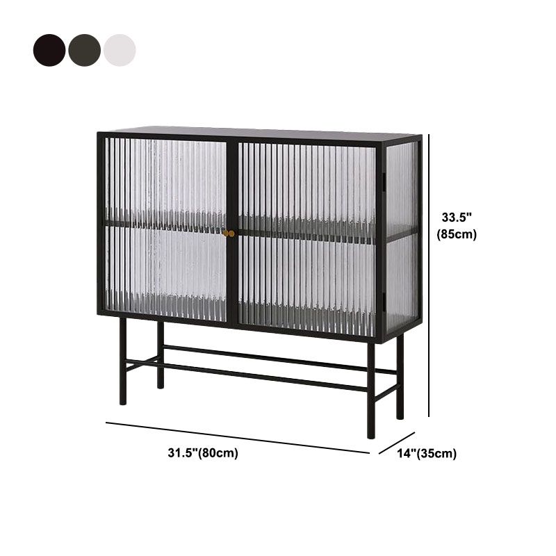 Servidor de comedor metálico moderno para el aparador interior del hogar con puertas de vidrio