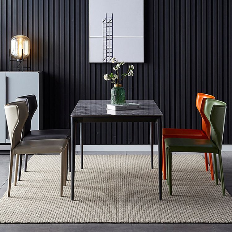 Contemporary Leather Dining Armless Chair Wingback Side Chair for Home Use Clearhalo 'Dining Chairs' 'Dining Tables & Seating' 'dining_chair' 'furn' 'furn_dining_chair' 'Furniture' 'furniture_dining_chair' 'Kitchen & Dining Furniture' 1200x1200_c6b6dec0-b818-4a26-86fa-95ef83219e59