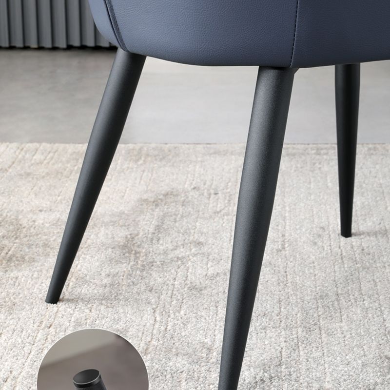 Silla lateral tapizada interna moderna silla lateral de cuero falso con patas de metal