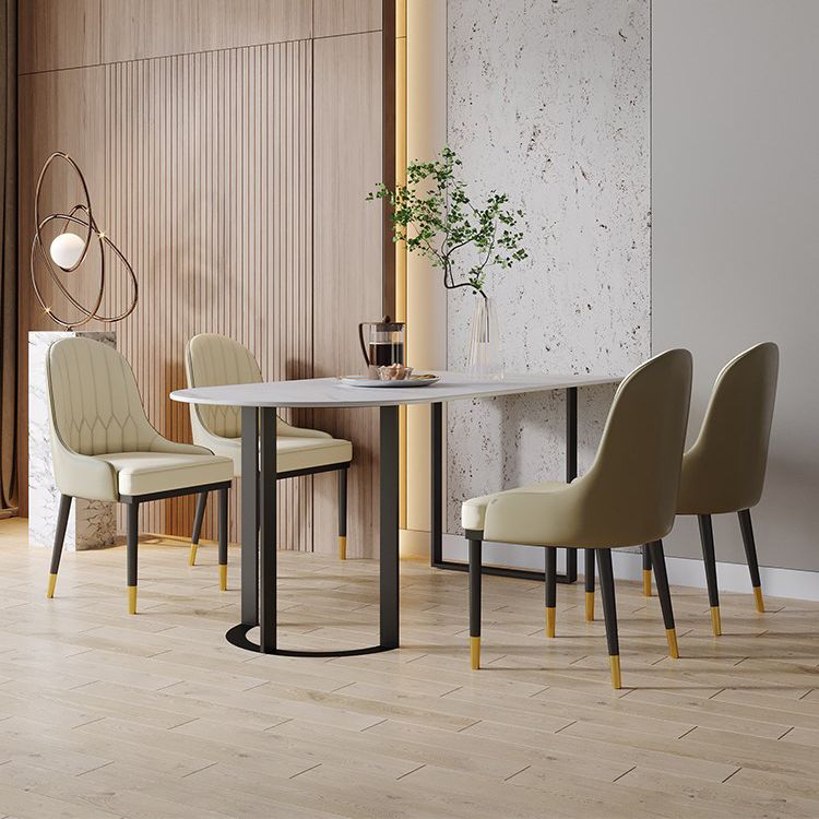 Simplicity Style Furniture Double Pedestal Stone Dining Site Table for Home Clearhalo 'Dining Tables & Seating' 'Dining Tables' 'dining_table' 'furn' 'furn_dining_table' 'Furniture' 'furniture_dining_table' 'Kitchen & Dining Furniture' 'kitchen' 'kitchen_dining_table' 1200x1200_c6bb30df-0583-48bd-898c-f8f7ff4483ae
