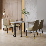 Simplicity Style Furniture Double Pedestal Stone Dining Site Table for Home Clearhalo 'Dining Tables & Seating' 'Dining Tables' 'dining_table' 'furn' 'furn_dining_table' 'Furniture' 'furniture_dining_table' 'Kitchen & Dining Furniture' 'kitchen' 'kitchen_dining_table' 1200x1200_c6bb30df-0583-48bd-898c-f8f7ff4483ae