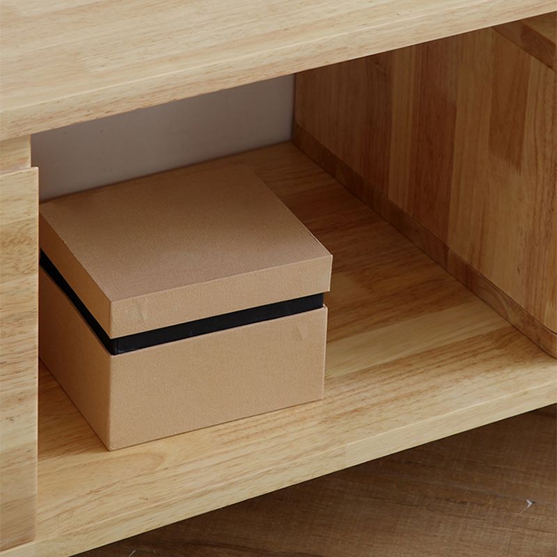 Solid Wood Coffee Table Rectangle Coffee Cocktail Table with 2 Drawers