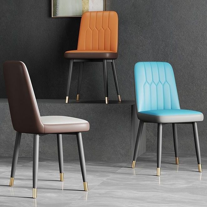 Sedia laterale in pelle moderna per finitura opaca sedia da pranzo solida