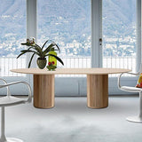 Oval Dining Table Solid Wood Contemporary Dinner Table for Kitchen