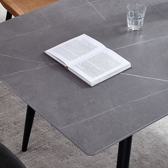 Sintered Stone Grey Tone Table Industrial 4 Legs Table for Dining Room Clearhalo ' dining_table' 'Dining Tables & Seating' 'Dining Tables' 'furn' 'furn_dining_table' 'Furniture' 'furniture_dining_table' 'Kitchen & Dining Furniture' 'kitchen&dining_furn' 'kitchen' 'kitchen_dining_table' 1200x1200_c6c0a1ff-2f10-43d4-b8ee-4459e424d010