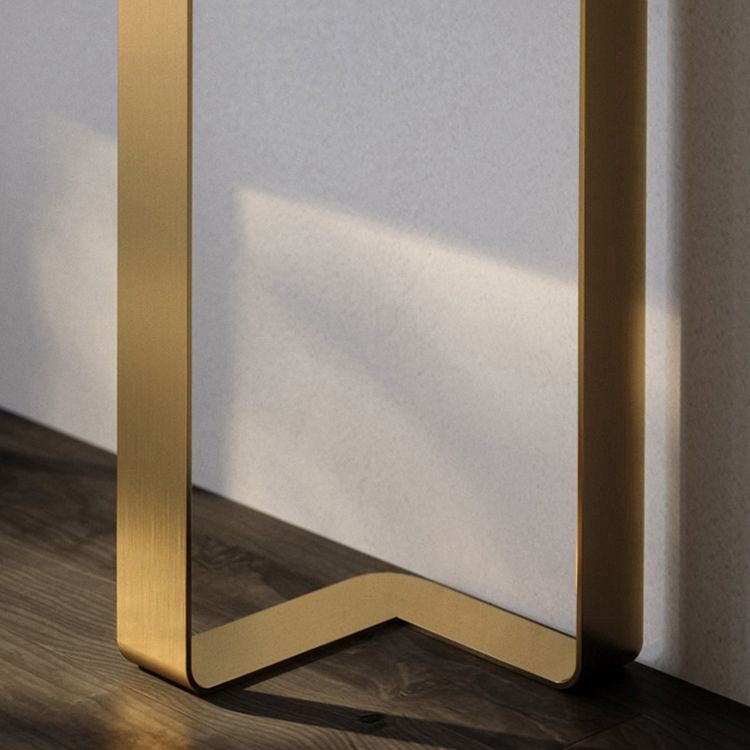 Glam Stone Half Moon Console Tabla 13.78 "Mesa de acento de 1 estante de ancho