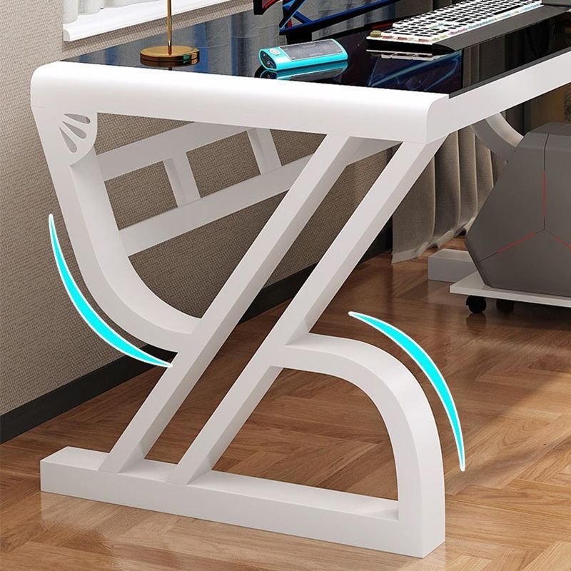 Glass Rectangular Gaming Desk Cable Management Computer Desk