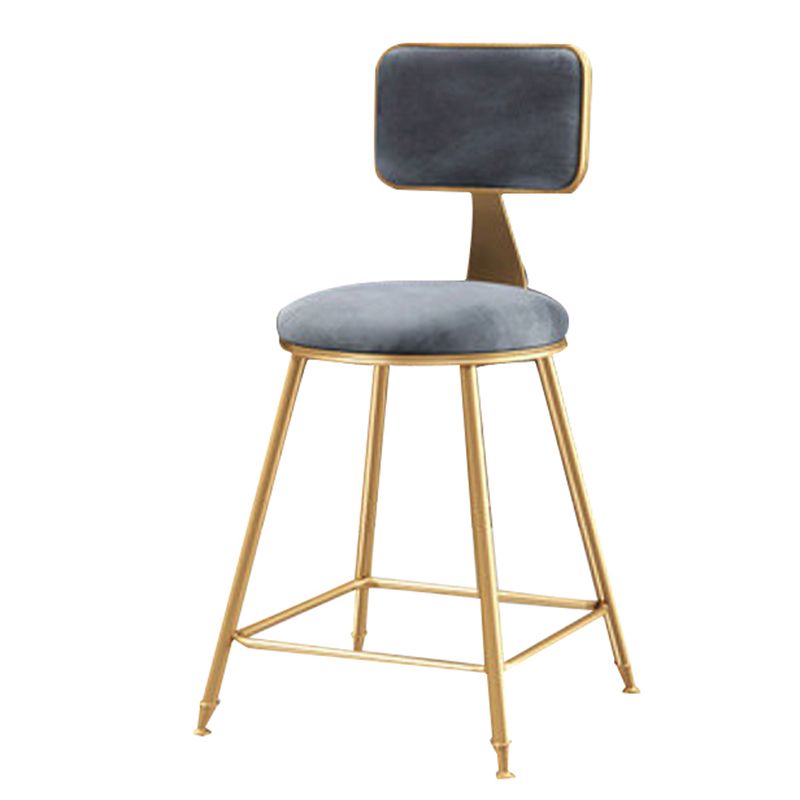 Glam Backrest Armless Counter Stool Iron Cafe Bar Stool with Suede Cushion Clearhalo 'Bar Furniture' 'Bar Stools' 'bar_stools' 'furn' 'furn_bar_stools' 'furniture_bar_stools' 'Kitchen & Dining Furniture' 'kitchen&dining_furn' 'kitchen' 'kitchen_furn' Furniture' 1200x1200_c6c4aabd-f19a-4efb-880f-27b084ed417b