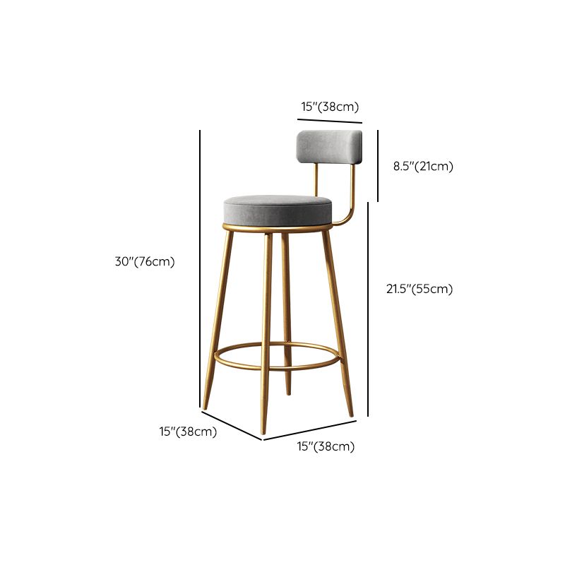Glam Style Counter Stool Upholstered Living Room Bar Stool with Gold Frame