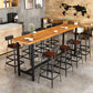 Industrial Rectangle Bar Table Set 1/9 Pieces Solid Wood Bistro Set for Indoor