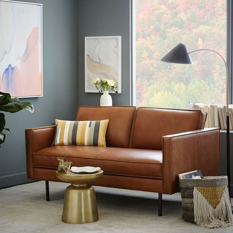 Faux Leder Tufted Rücken Cabrio Sofa Nordic Style Wohnzimmer Sitzgelegenheiten