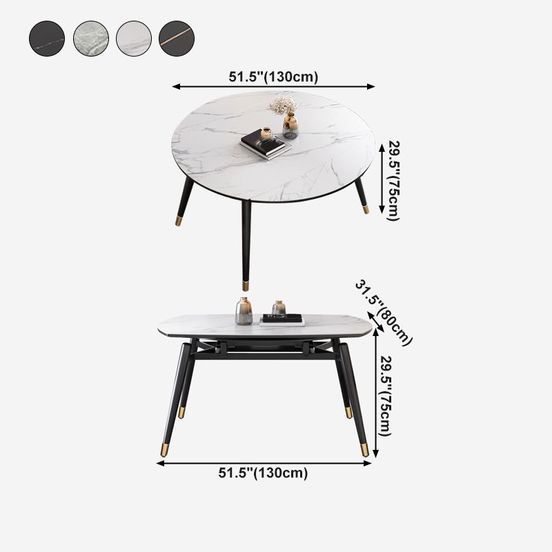 Contemporary Extendable Sintered Stone Table Round Shape Standard Dining Table for Kitchen Clearhalo ' dining_table' 'Dining Tables & Seating' 'Dining Tables' 'furn' 'furn_dining_table' 'Furniture' 'furniture_dining_table' 'Kitchen & Dining Furniture' 'kitchen&dining_furn' 'kitchen' 'kitchen_dining_table' 1200x1200_c6c8db1a-0218-49ff-b94c-e7453edb2592