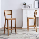 Solid Wood Living Room Barstool  Contemporary Rattan Bar Stool