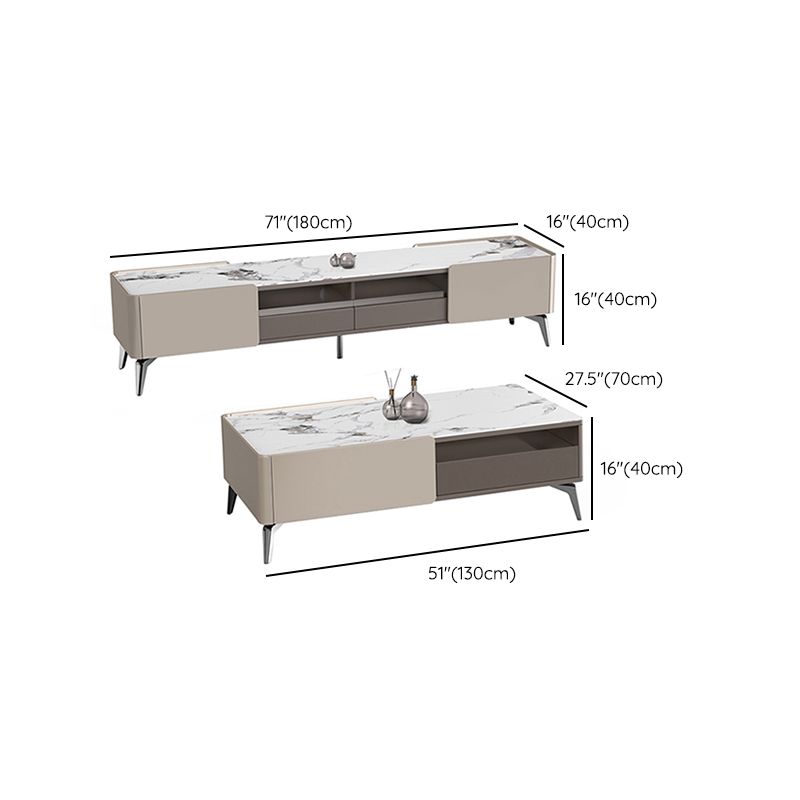 4 gambe caffettiera o tavolo da tavolo finale con cassetti di stoccaggio rettangolo bianco