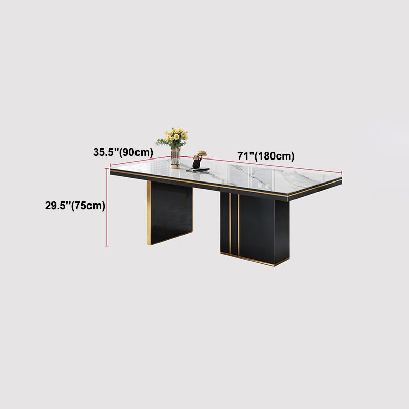 Traditional Luxury Dining Table Rectangle Sintered Stone Double Pedestal Table with Black Base Clearhalo ' dining_table' 'Dining Tables & Seating' 'Dining Tables' 'furn' 'furn_dining_table' 'Furniture' 'furniture_dining_table' 'Kitchen & Dining Furniture' 'kitchen&dining_furn' 'kitchen' 'kitchen_dining_table' 1200x1200_c6cd1aa3-ef6b-4509-94d9-2cdf5b752bd1