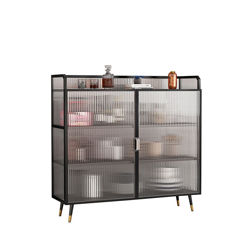 Server da pranzo contemporaneo per soggiorno Sideboard di finitura lucidata con gambe metalliche