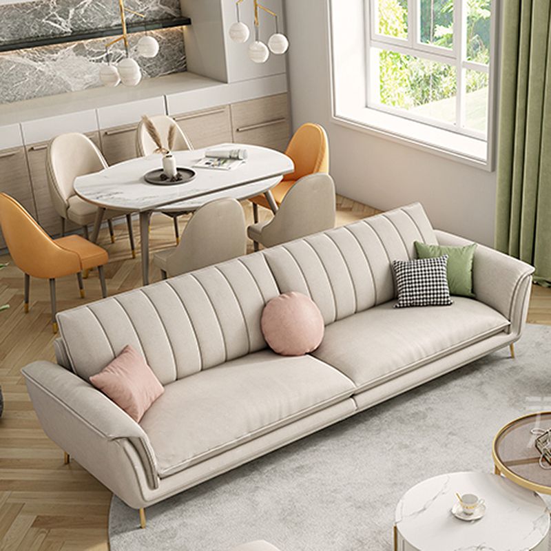 Contemporary White Sofa Waterproof Sewn Pillow Back Couch with Metal Legs Clearhalo 'furn' 'furn_sofas' 'Furniture' 'furniture_sofas' 'Living Room Furniture' 'Sofa' 'sofas' 1200x1200_c6cf56e7-4897-4a64-b790-35c06a3d589f