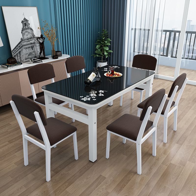 Modern White in Glass Counter Table Rectangle Dining Table for Kitchen Clearhalo 'Dining Tables & Seating' 'Dining Tables' 'dining_table' 'furn' 'furn_dining_table' 'Furniture' 'Kitchen & Dining Furniture' 1200x1200_c6cfd061-0a71-4fa9-8959-70a6d48ad984