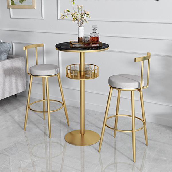 Glam Style Iron Marble Bar Table Indoor Pedestal Bistro Table - 21.6"W x 41.3"H Clearhalo 'Bar Furniture' 'Bar Tables' 'bar_tables' 'furn' 'furn_bar_tables' 'Furniture' 'furniture_bar_tables' 'Kitchen & Dining Furniture' 'kitchen&dining_furn' 'kitchen' 1200x1200_c6d0105a-4ae9-47d7-868e-f25e2b869f97