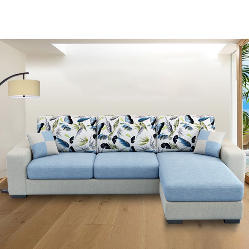 3-Seater Square Arm Pillowed Back Cushions Sectional Sofa with Chaise Clearhalo 'furn' 'furn_sectionals' 'Furniture' 'furniture_sectionals' 'kitchen' 'kitchen_sectionals' 'Living Room Furniture' 'Sectionals' 1200x1200_c6d0711e-799e-4fe1-b4ca-c474ccafd09d