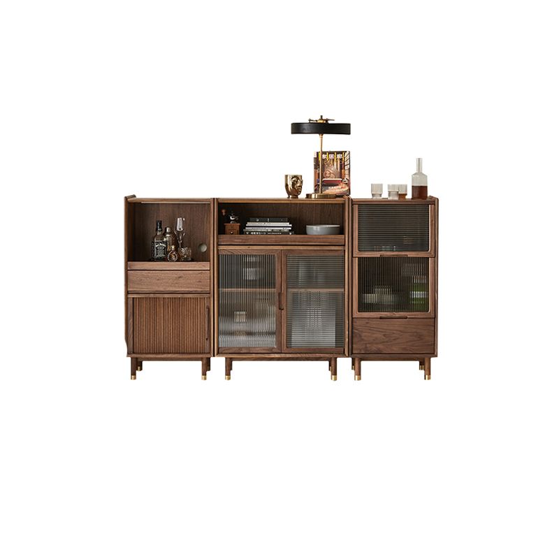 Storage Solid Wood Glass Door Cabinet Mid Century Chest in Walnut Clearhalo 'Cabinets & Chests' 'cabinets_chests' 'furn' 'furn_cabinets_chests' 'Furniture' 'Living Room Furniture' 1200x1200_c6d0b06f-64b8-4175-8d44-de0e040de413