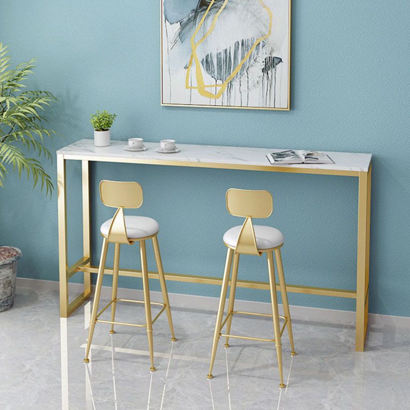 Glam Style Gold 41.3"H Bar Table Marble White Rectangle Top Bistro Table for Living Room Clearhalo 'Bar Furniture' 'Bar Tables' 'bar_tables' 'furn' 'furn_bar_tables' 'Furniture' 'furniture_bar_tables' 'Kitchen & Dining Furniture' 'kitchen&dining_furn' 'kitchen' 1200x1200_c6d55835-cc11-4c8c-a7f8-b46450431311