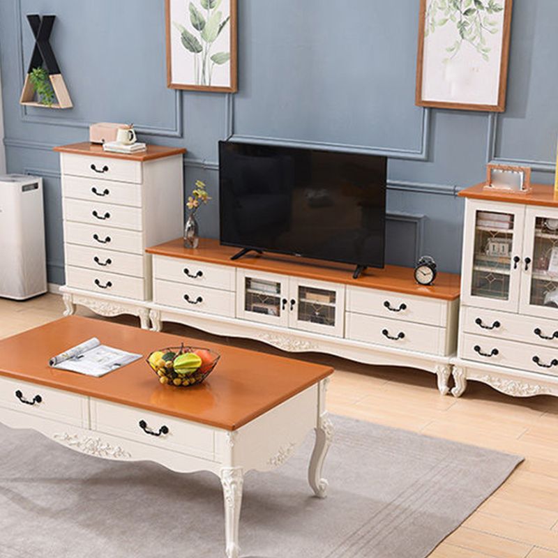 Console TV tradizionale Console multimediale per TV con contenitore chiuso e cassetti