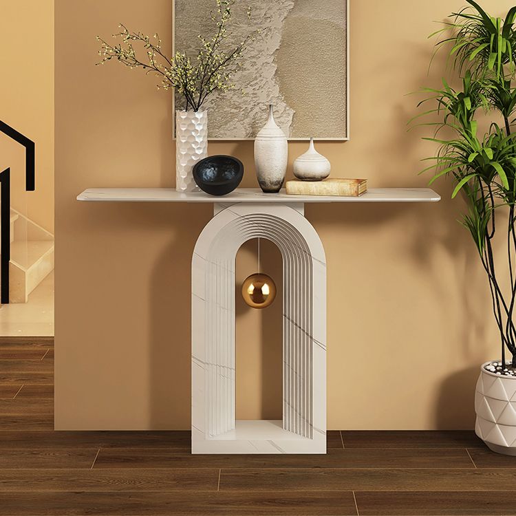 Contemporary White Console Table Rectangle Console Sofa Table for Hall Clearhalo 'Console Tables' 'console_tables' 'Entry & Mudroom Furniture' 'furn' 'furn_console_tables' 'Furniture' 1200x1200_c6d5740e-ac76-481a-848d-71df2c7df556