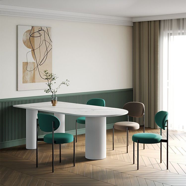 Contemporary Dining Table Sintered Stone Dining Table with 3 White Legs for Dining Clearhalo ' dining_table' 'Dining Tables & Seating' 'Dining Tables' 'furn' 'furn_dining_table' 'Furniture' 'furniture_dining_table' 'Kitchen & Dining Furniture' 'kitchen&dining_furn' 'kitchen' 'kitchen_dining_table' 1200x1200_c6d7564e-4c01-4fe2-b482-142355042179