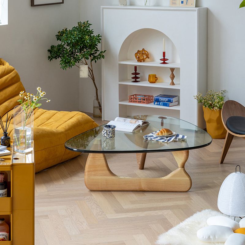 Abstract 1 Single Coffee Table Modern Cocktail Table with Wood Pedestal Clearhalo 'Coffee & Accent Tables' 'Coffee Tables' 'coffee_tables' 'Furniture' 'furniture_coffee_tables' 'Living Room Furniture' 1200x1200_c6d7d5af-200f-43d3-adf2-991716ea8e16