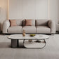 Elliptical Slate Top Coffee Table 1 -shelf Glam Cocktail Table with 1 - Drawer