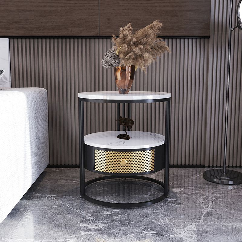 Modern Accent Table Nightstand Open Storage Nightstand with Drawer Clearhalo 'Bedroom Furniture' 'furn' 'furn_night_stand' 'Furniture' 'night_stand' 'Nightstands' 1200x1200_c6dbc1ad-a7f5-410a-b3cb-a0982f7b83b0